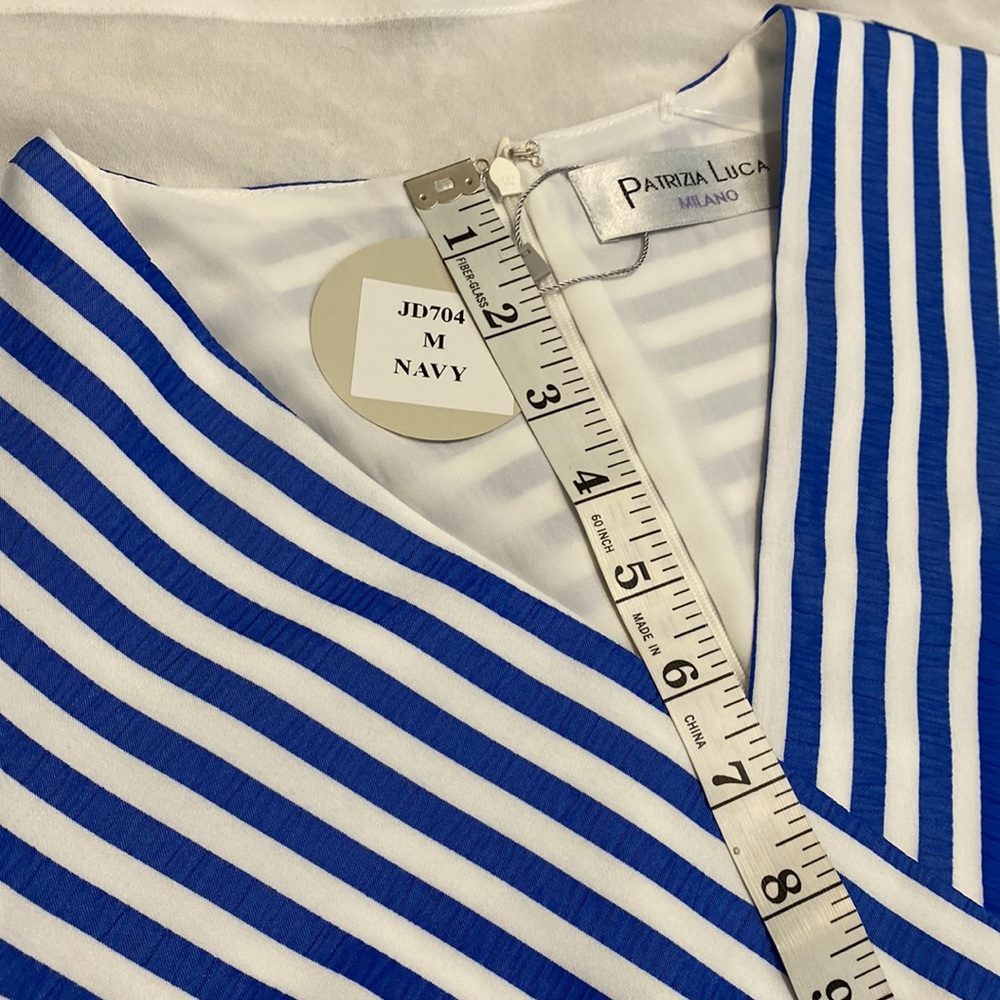 Patrizia luca milano dress blue white stripes sleeveless mid length Size M. New - Picture 10 of 15